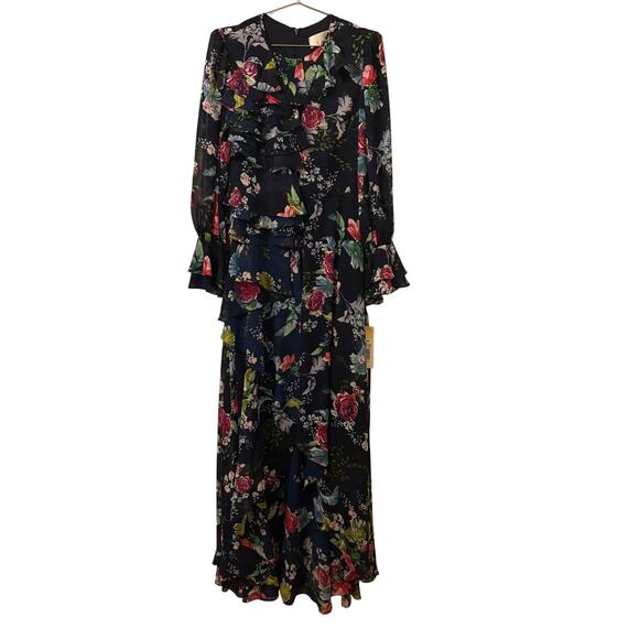 Mikael Aghal  Womens NEW Navy Floral Midi Length Dress 4 - Picture 4 of 8